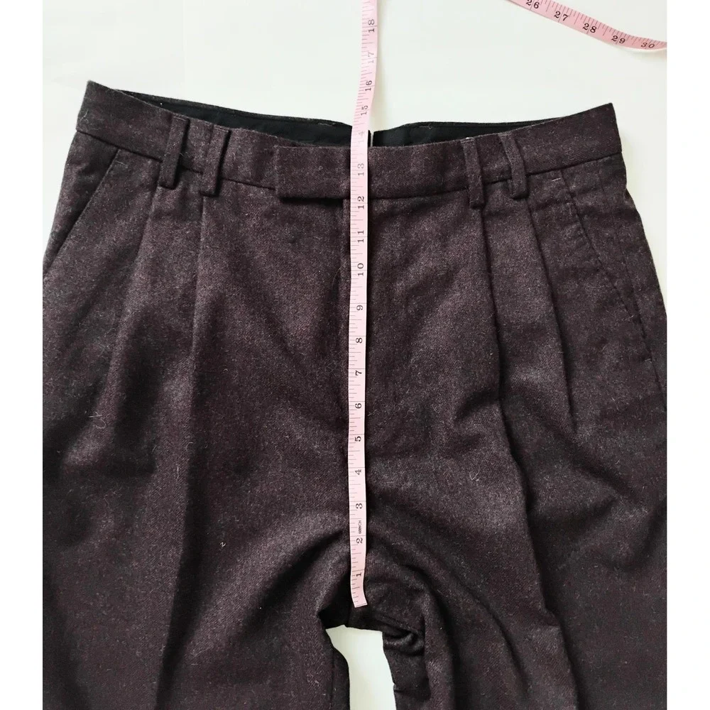 Banana Republic Straight Pants Mens 32x28 Burgundy Recycled Wool Pleated Italian
